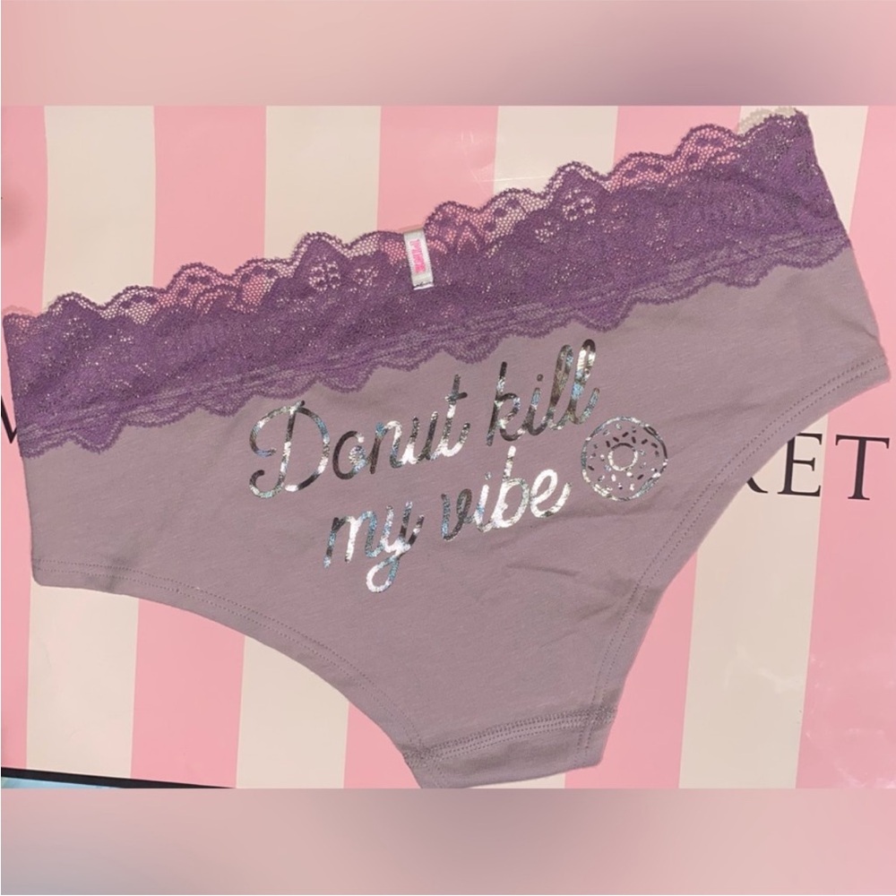 Victoria’s Secret PINK cotton panties PINK lace hipster pink panties vibe foil